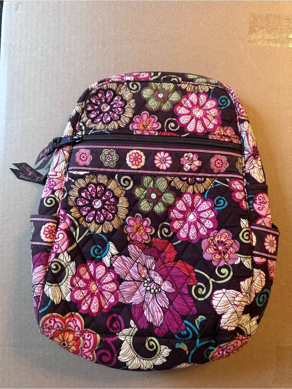 Vera Bradley Quilted vintage Floral back pack. Dark pastel colors